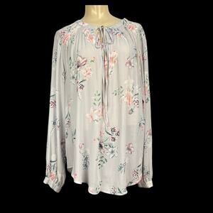 TORRID Woman’s Semi-sheer Chiffon Tunic Blouse Puff Sleeve  Smocking  2X
